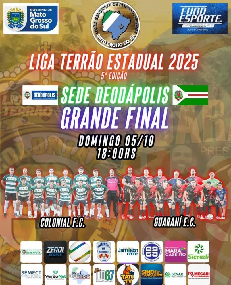 Grande Final da Liga Terrão Estadual 2025 será disputada neste domingo em Deodápolis