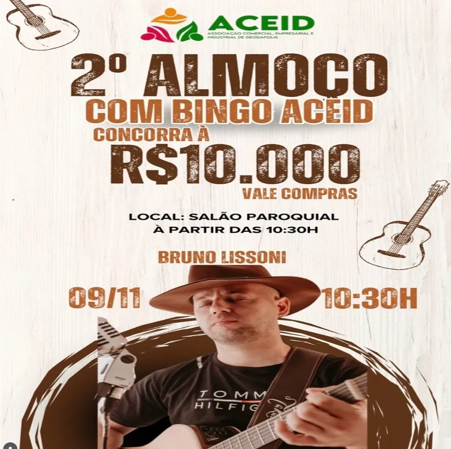 2º Almoço com Bingo da ACEID terá prêmios de até R$ 10 mil em vale-compras neste próximo final de semana