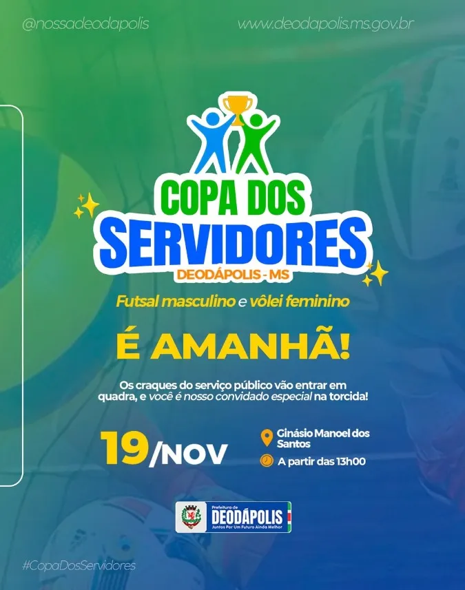 Prefeitura de Deodápolis realiza Copa dos Servidores neste dia 19 com futsal e vôlei