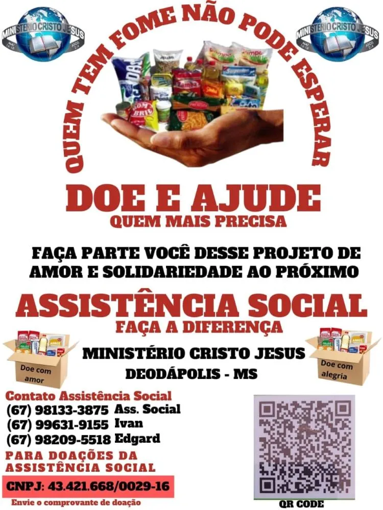 Projeto Mãos Estendidas Coração Voluntário arrecada alimentos para atender famílias carentes em Deodápolis