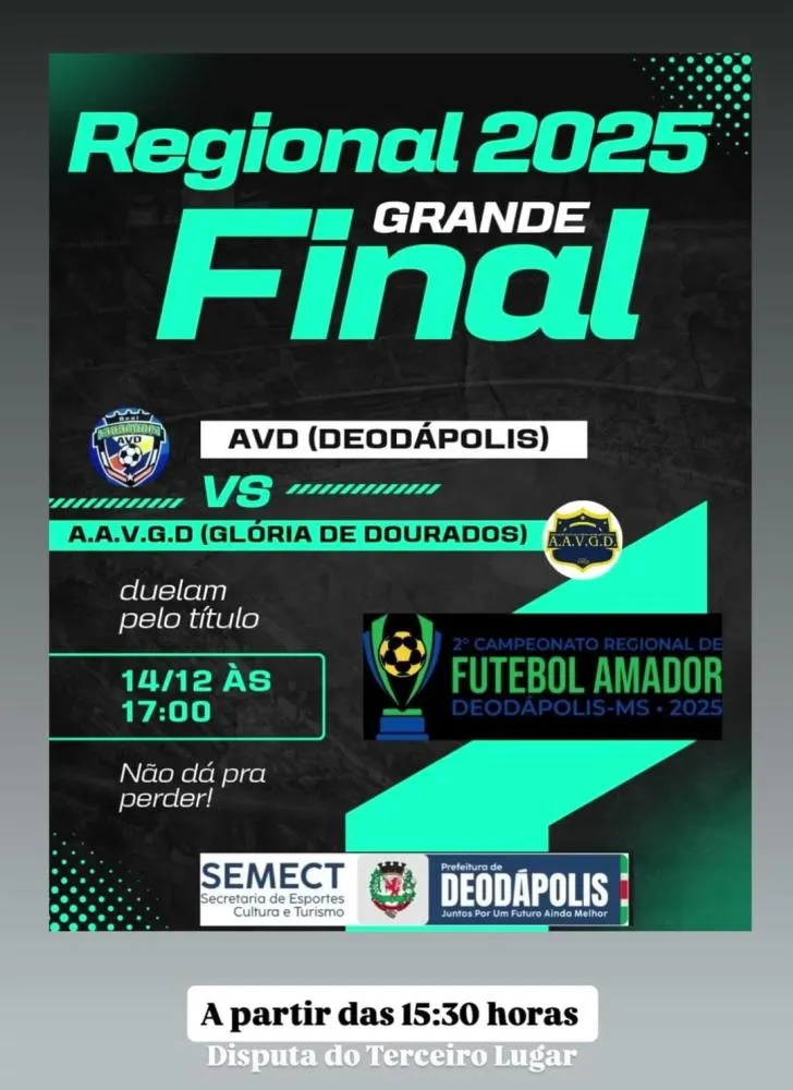 Final do Campeonato Regional de Futebol Amador 2025 será neste domingo no estádio Sebastião Rodrigues, em Deodápolis