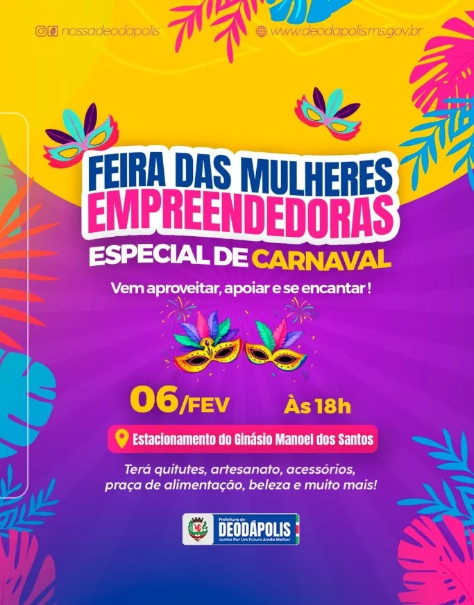 Feira das Mulheres Empreendedoras será realizada nesta sexta-feira, 6, em Deodápolis