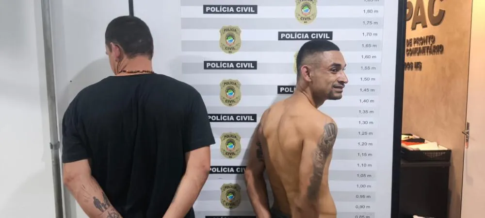 Dupla presa após tentativa de furto na noite de ontem, em Dourados; Foto: Sidnei Bronka/Ligado Na Notícia