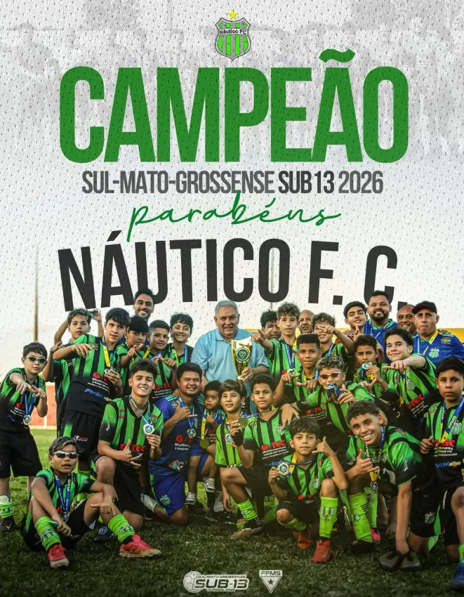 Sul-Mato-Grossense Sub-13: Náutico conquista título sobre Comercial-MS; veja campanha