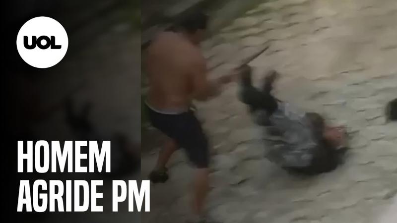 Homem usa barra de ferro para agredir policial da Rotam em Belém, no Pará